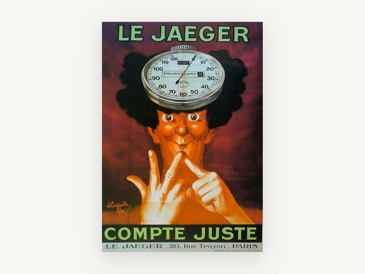 Compte Juste Stopwatch, vintage canvas wall art print, front view