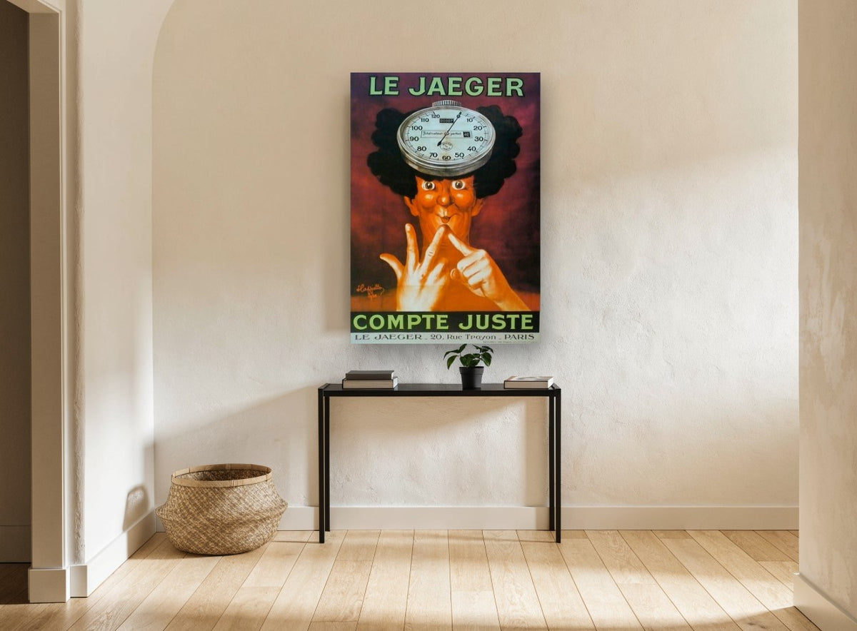 Compte Juste Stopwatch vintage canvas print on the wall of a hallway