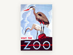 Herons Visit the Zoo, vintage canvas wall art print, front view