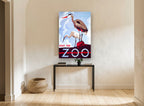 Herons Visit the Zoo vintage canvas print on the wall of a hallway