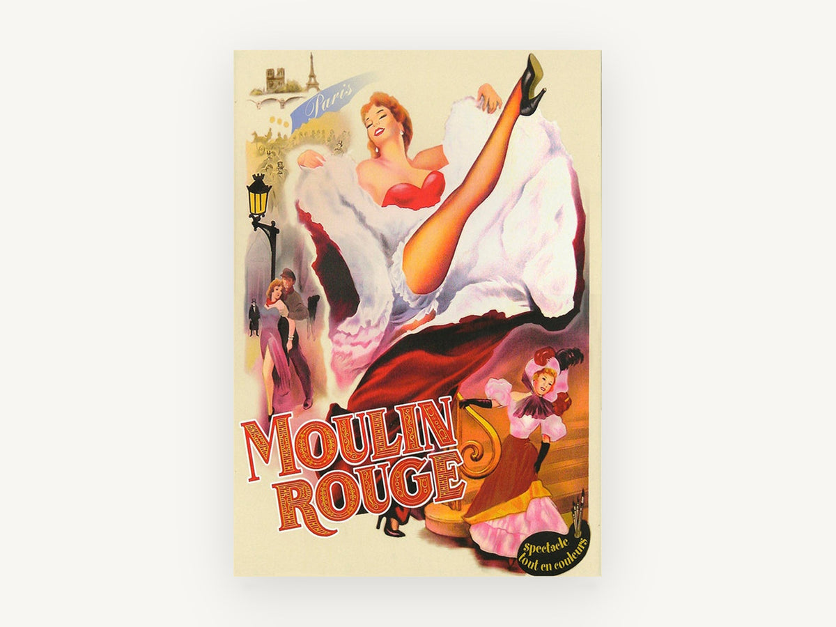 Moulin Rouge Can-Can, vintage canvas wall art print, front view