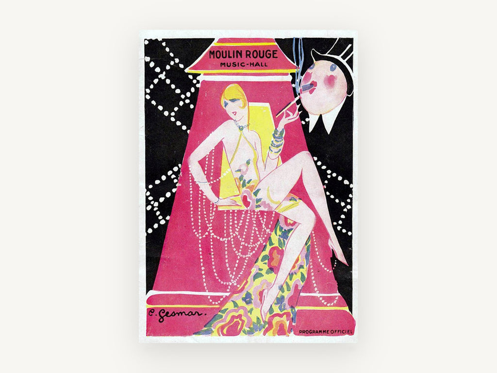 Pink Lamp Showgirl, vintage canvas wall art print, front view