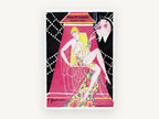 Pink Lamp Showgirl, vintage canvas wall art print, front view