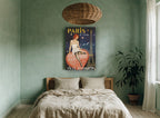 Paris City of Love vintage canvas print on the wall of a bedroom