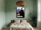 Abruzzo Lady in Black vintage canvas print on the wall of a bedroom