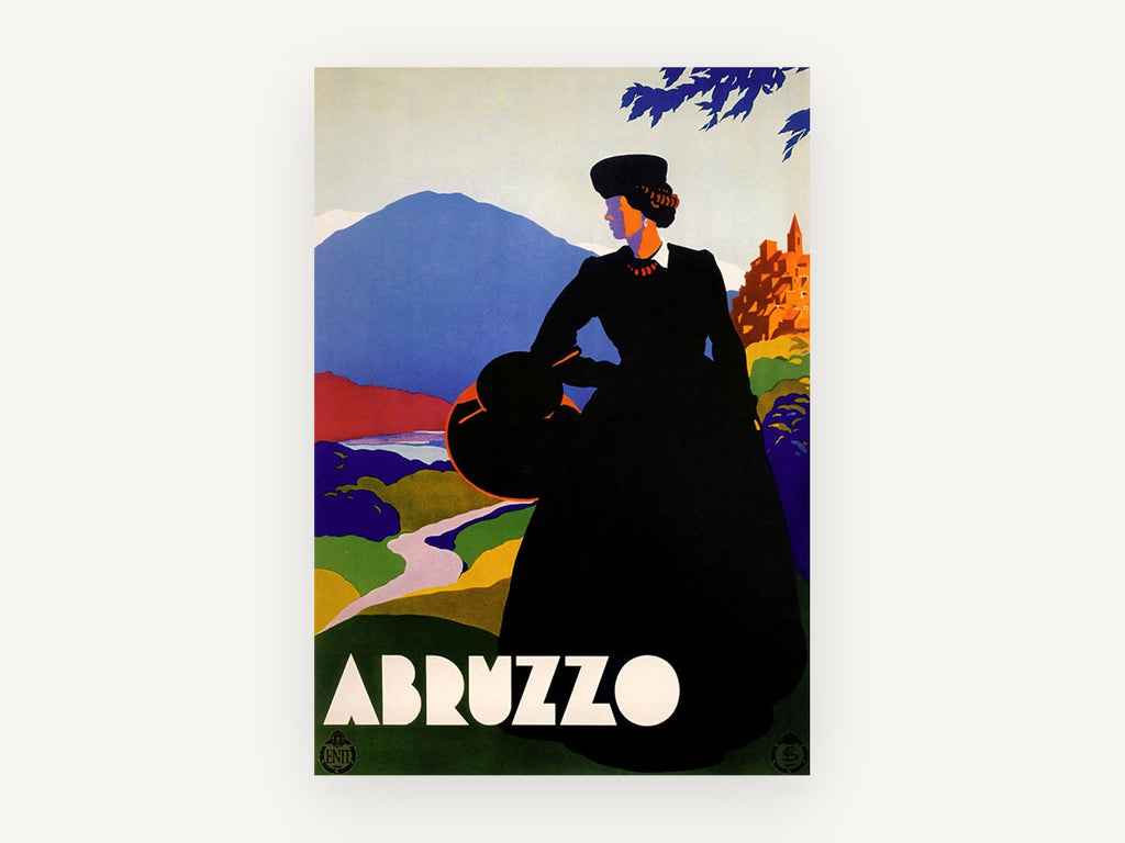 Abruzzo Lady in Black, vintage canvas wall art print, front view