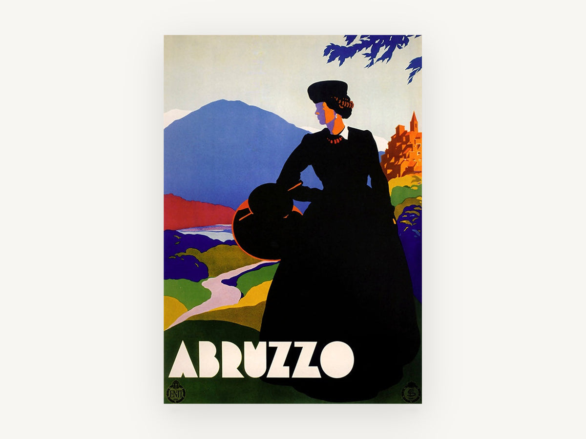 Abruzzo Lady in Black, vintage canvas wall art print, front view