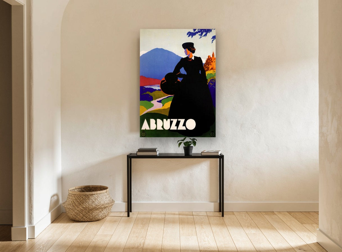 Abruzzo Lady in Black vintage canvas print on the wall of a hallway