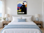 Abruzzo Lady in Black vintage canvas print on the wall of a coastal bedroom