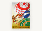 Andalucia Beach Umbrellas, vintage canvas wall art print, front view
