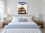 Tamarindo Lady in Green Hat vintage canvas print on the wall of a coastal bedroom