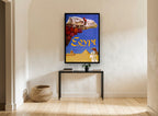 Egypt Camel and Pyramid vintage canvas print on the wall of a hallway