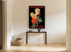 Folies-Bergère Dancer in Flame vintage canvas print on the wall of a hallway