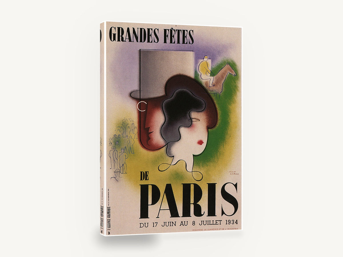 Grandes Fêtes de Paris, vintage 1934 paris festival poster, stretched canvas wall art print ready to hang