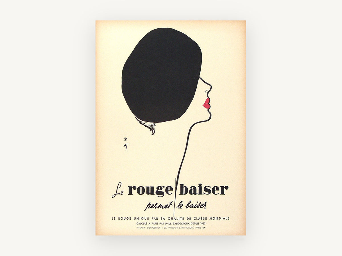 Le Rouge Baiser, vintage canvas wall art print, front view