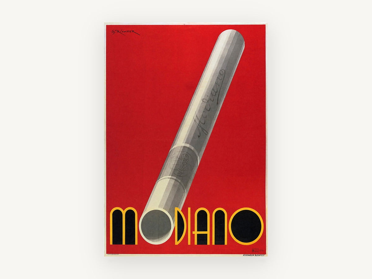 Red Modiano Cigarette, vintage canvas wall art print, front view