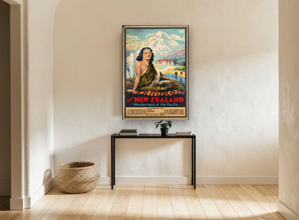Wonderland of the Pacific vintage canvas print on the wall of a hallway