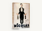 Nicolas Wine Waiter, vintage nicolas fines bouteilles advertising poster, stretched canvas wall art print ready to hang