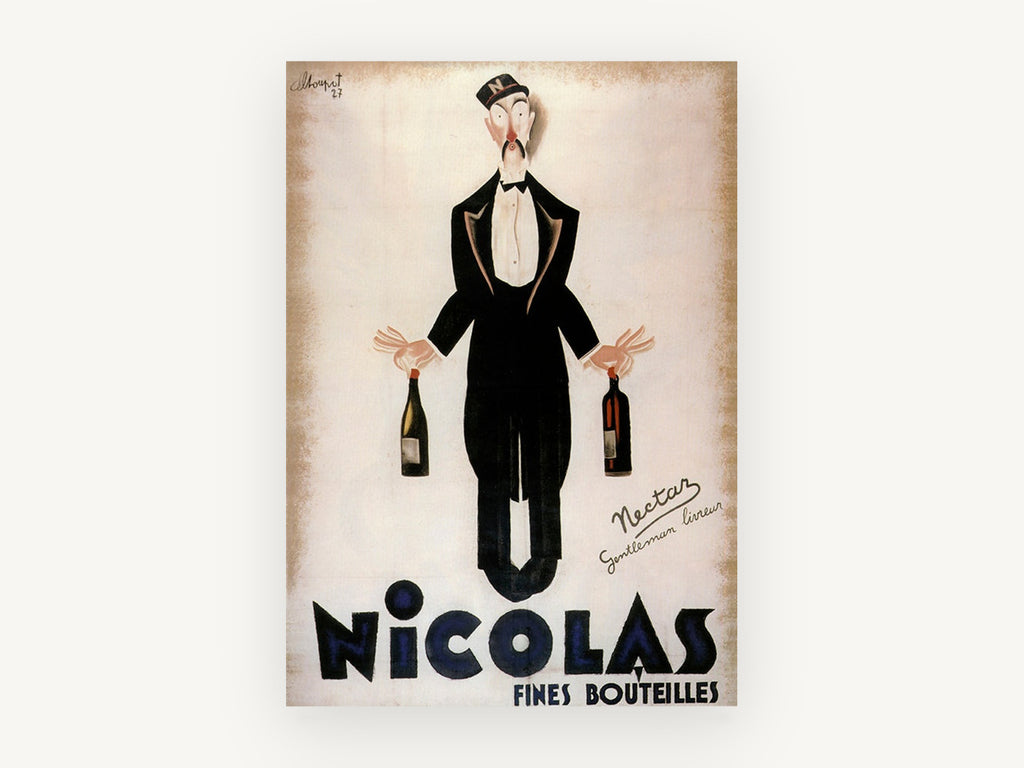 Nicolas Wine Waiter, vintage canvas wall art print, front view