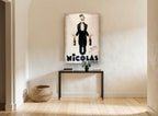 Nicolas Wine Waiter vintage canvas print on the wall of a hallway
