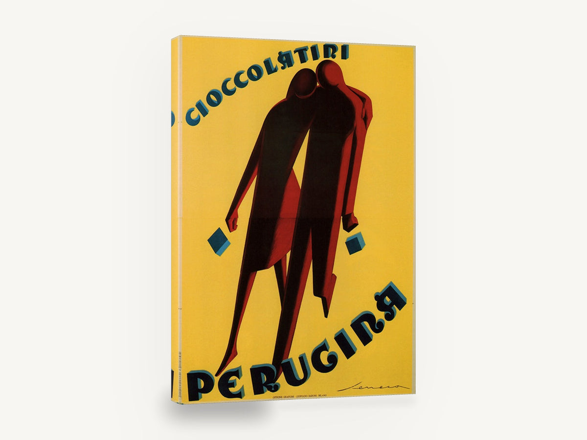 Perugina Chocolate Couple, vintage italian chocolate advertising poster, stretched canvas wall art print ready to hang