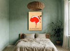 Saharet Red Skirt Dancer vintage canvas print on the wall of a bedroom