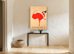 Saharet Red Skirt Dancer vintage canvas print on the wall of a hallway