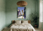 Chinatown Lamp, San Francisco vintage canvas print on the wall of a bedroom