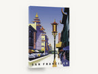 Chinatown Lamp, San Francisco, retro san francisco chinatown travel poster, stretched canvas wall art print ready to hang
