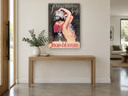 Snow Blossom Soap vintage canvas print on the wall of a entry hall