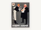 Caviar Waiter and Diner, kitchen canvas wall art print, front view
