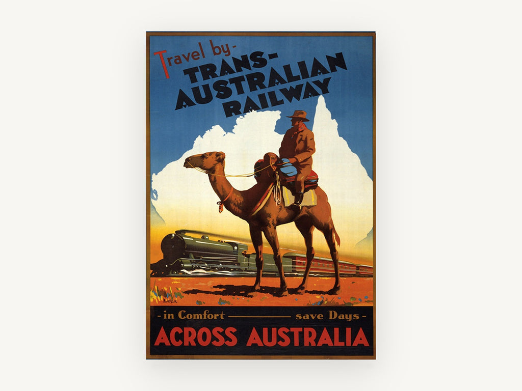 Camel Beside the Railway, vintage canvas wall art print, front view