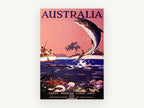 Leaping Barrier Reef Fish, vintage canvas wall art print, front view