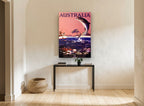 Leaping Barrier Reef Fish vintage canvas print on the wall of a hallway