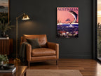 Leaping Barrier Reef Fish vintage canvas print on the wall of a charcoal living room