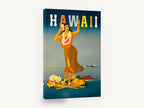 Hula Dancer Hawaii, vintage hawaii hula dancer travel poster, stretched canvas wall art print ready to hang