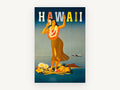 Hula Dancer Hawaii, vintage canvas wall art print, front view