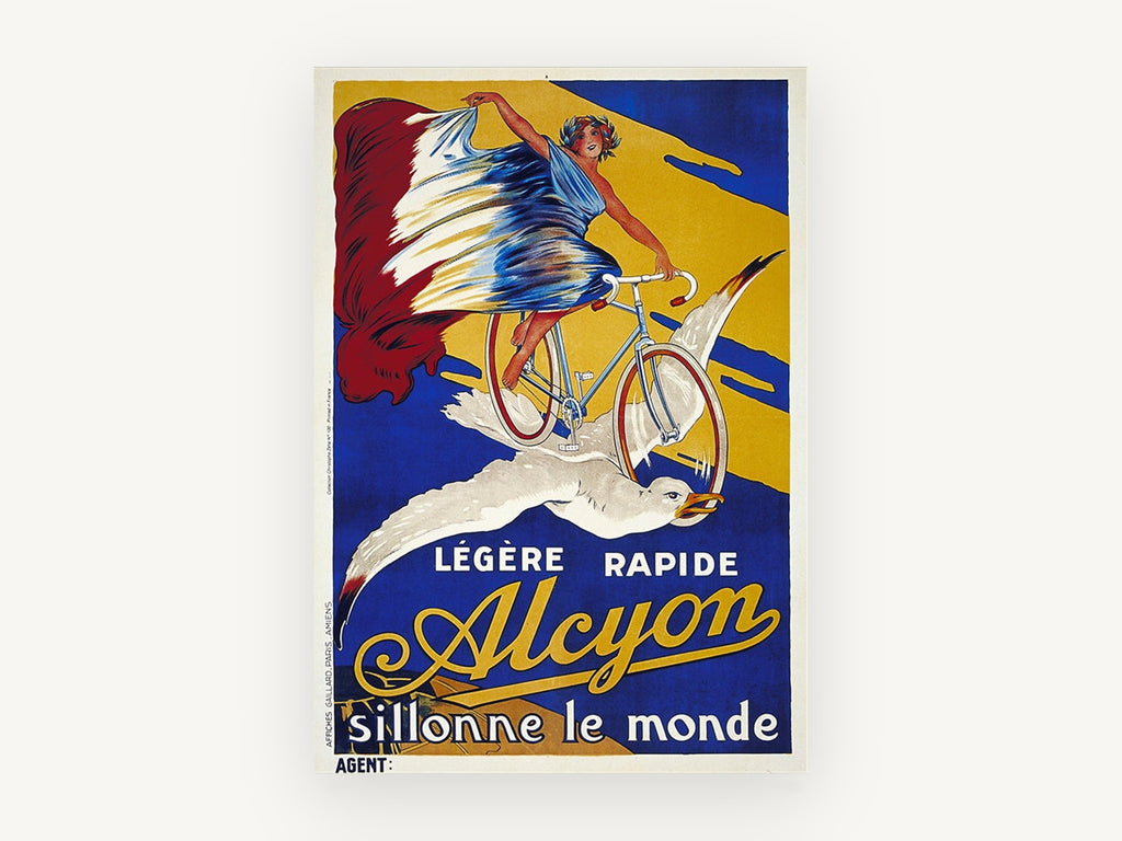 Alcyon Seagull Cyclist, vintage canvas wall art print, front view