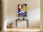 Alcyon Seagull Cyclist vintage canvas print on the wall of a hallway
