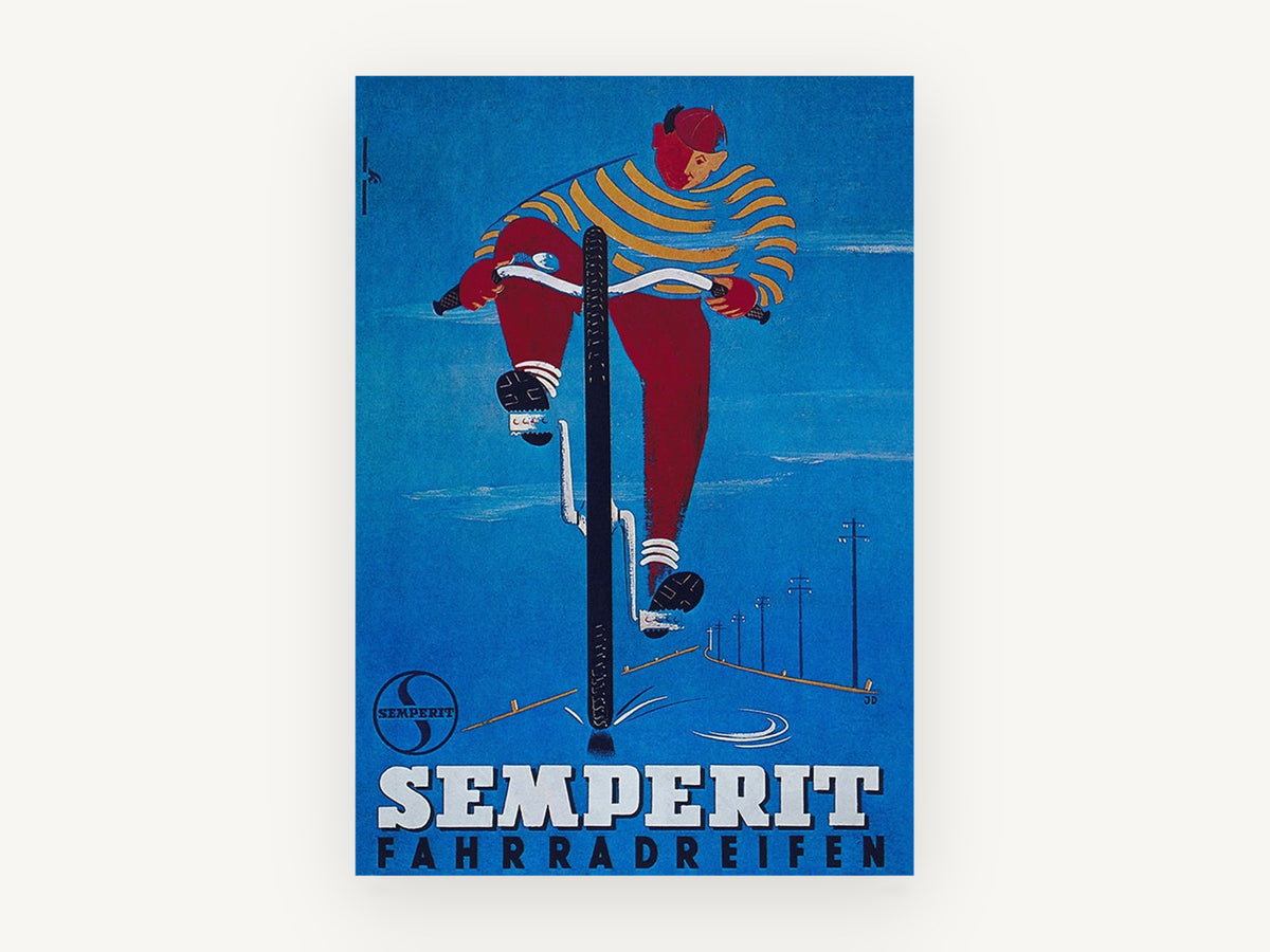 Semperit Wet Road Rider, vintage canvas wall art print, front view