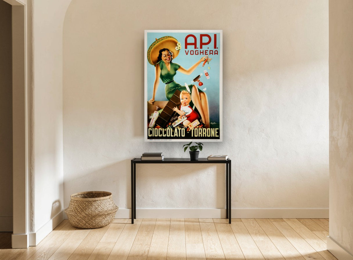 Sweet Treats Voghera vintage canvas print on the wall of a hallway