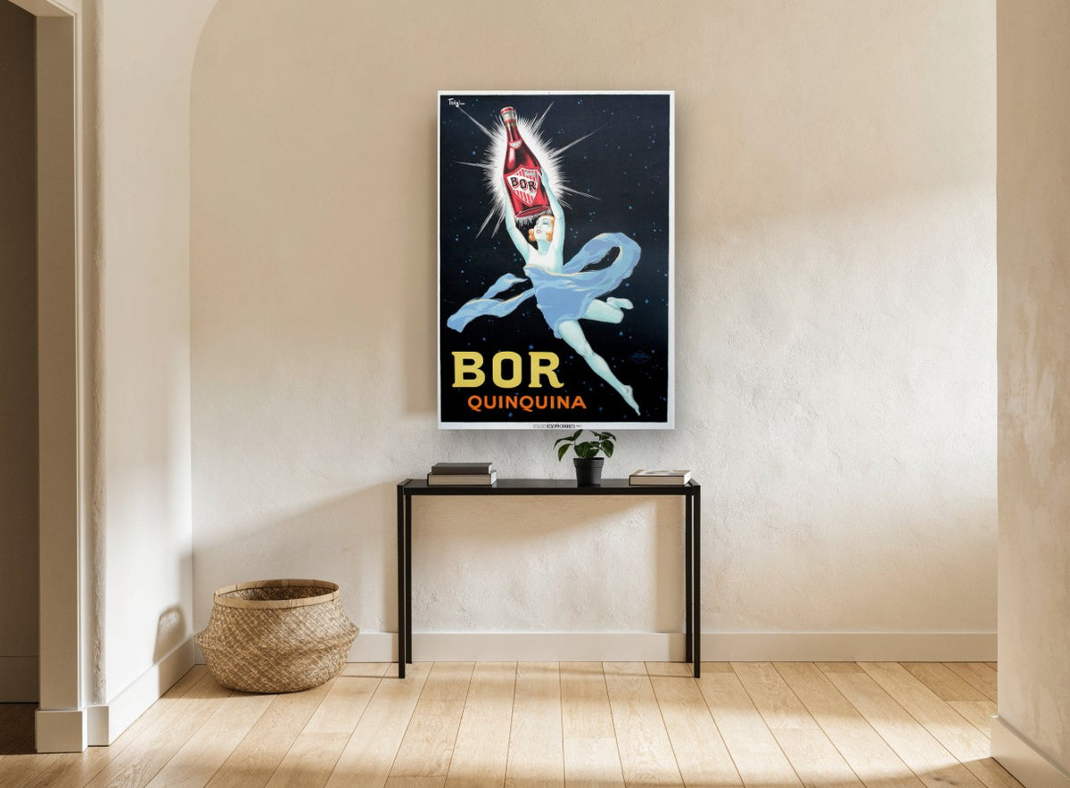 Starlit Bor Quinquina vintage canvas print on the wall of a hallway