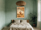 Red Cloud Watching vintage canvas print on the wall of a bedroom
