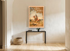Red Cloud Watching vintage canvas print on the wall of a hallway