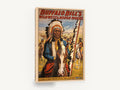 Chief Iron Tail Rides, vintage buffalo bill wild west poster, stretched canvas wall art print ready to hang