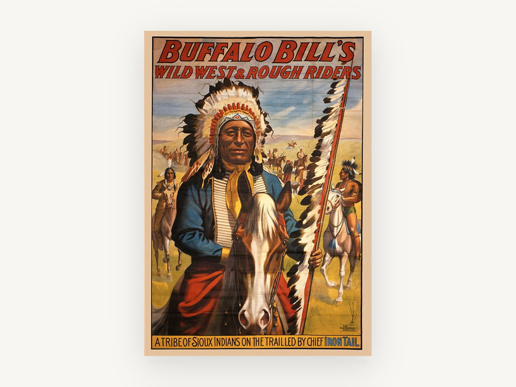 Chief Iron Tail Rides, vintage canvas wall art print, front view