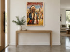 Chief Iron Tail Rides vintage canvas print on the wall of a entry hall