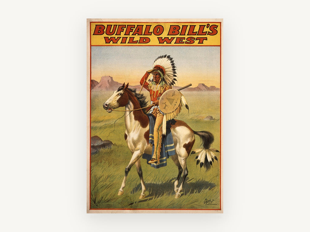 Wild West Horseback Rider, vintage canvas wall art print, front view