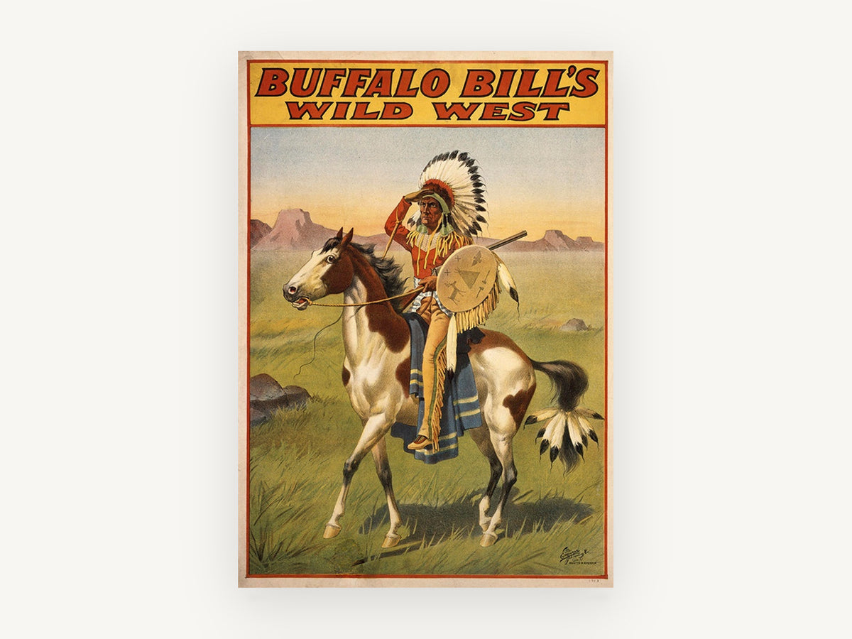 Wild West Horseback Rider, vintage canvas wall art print, front view