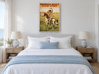 Wild West Horseback Rider vintage canvas print on the wall of a coastal bedroom